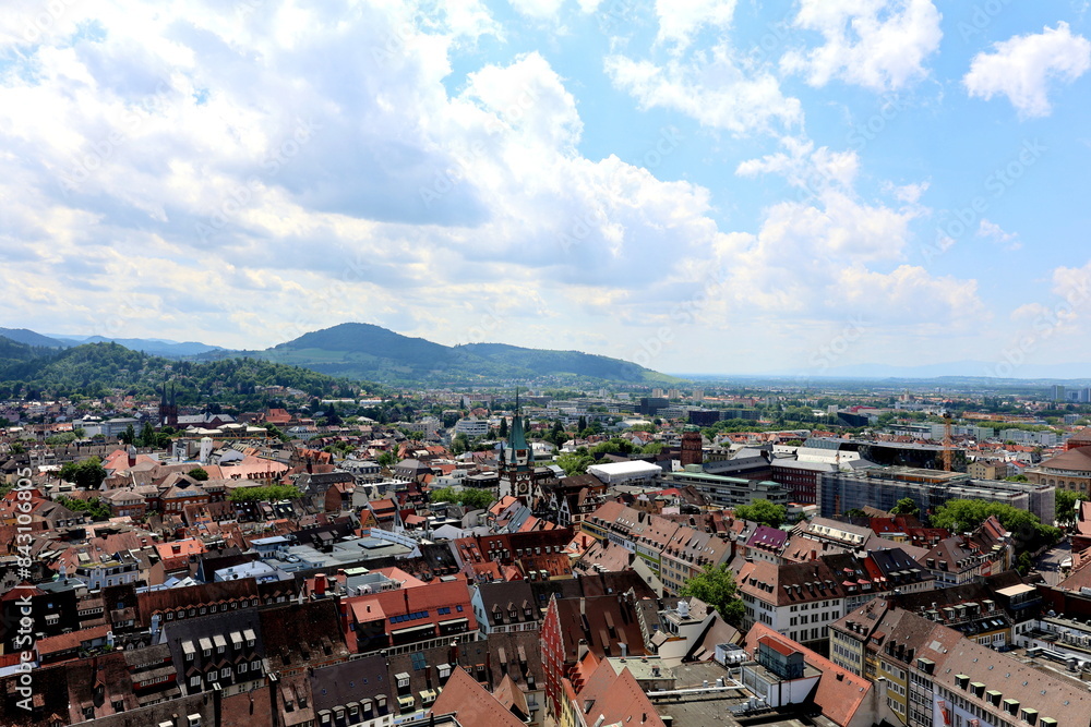 Obraz premium Das Martinstor und die Altstadt von Freiburg im Frühling