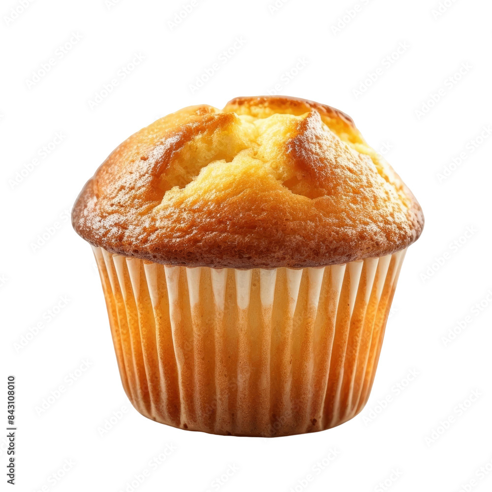 Golden Muffin with Crispy Top Against Transparent Background Golden Muffin with Crispy Top Against Transparent Background