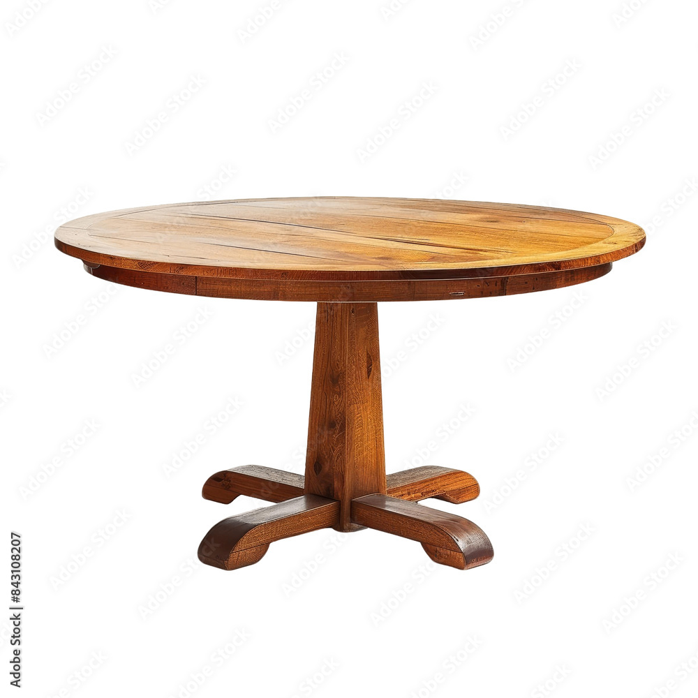 Round Wooden Table on Pedestal Base with Rustic Charm Round Wooden Table on Pedestal Base with Rustic Charm