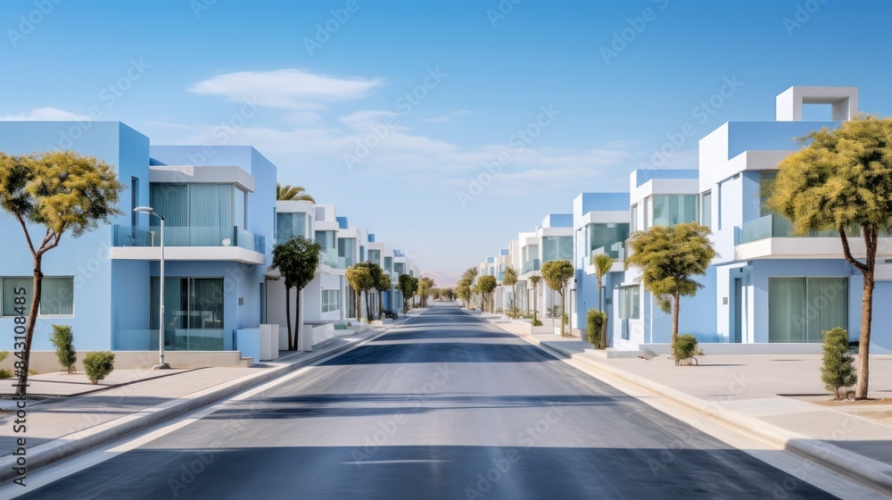 White and blue modern architecture on a sunny day. White and blue modern architecture on a sunny day.