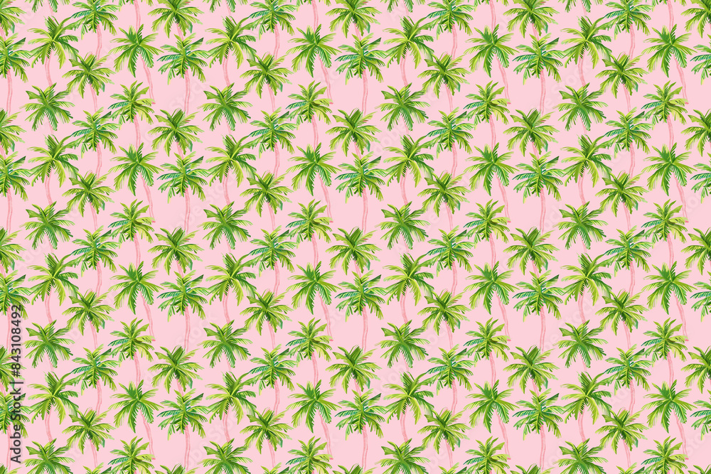 Tropical Palm Tree Pattern on a Pink Background Tropical Palm Tree Pattern on a Pink Background