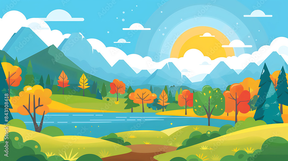 Fototapeta premium flat landscape illustration