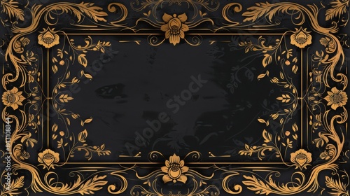 Ornate Vintage Frame Background with Floral Pattern and Ample Copy Space