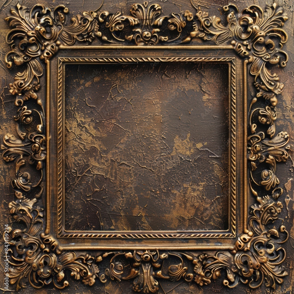 Ornate Vintage Frame with Empty Center Representing Potential and Artistry