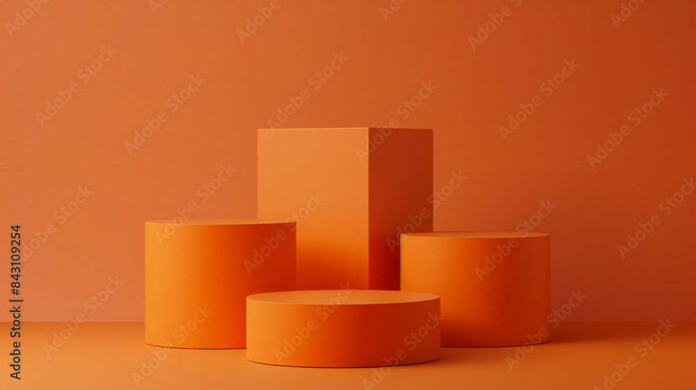 Sets Composition of steps realistic Minimal background. simple podium Orange color background environment with copy space for product presentation. 3d rendering illustration. Sets Composition of steps realistic Minimal background. simple podium Orange color background environment with copy space for product presentation. 3d rendering illustration.