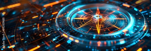 Wallpaper Mural Abstract futuristic compass with digital lines and glowing elements on a dark background, symbolizing technology innovation for marketing or business direction concepts
 Torontodigital.ca