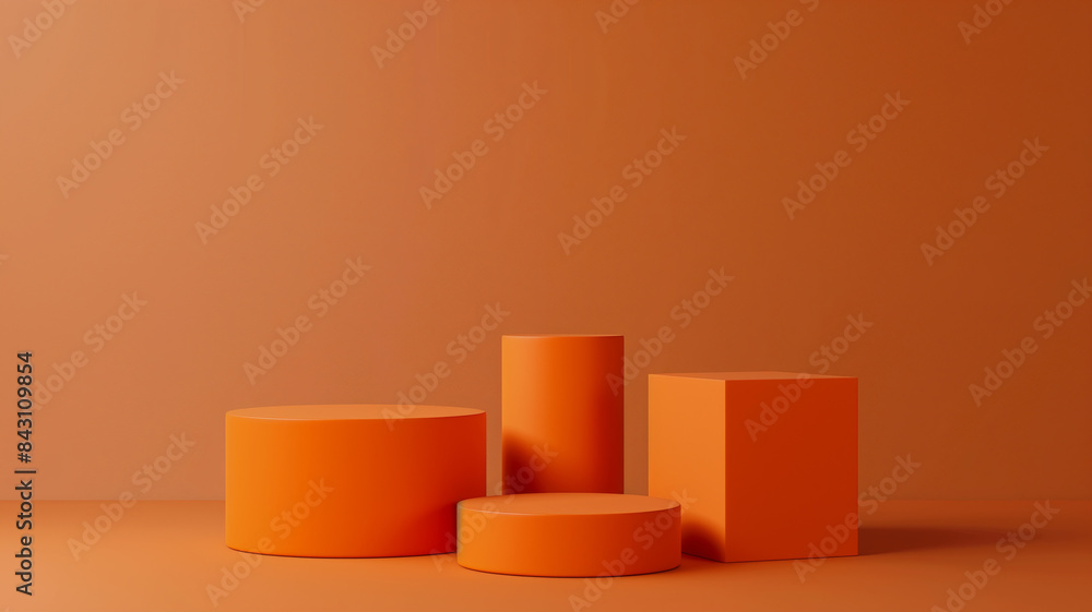 Sets Composition of steps realistic Minimal background. simple podium Orange color background environment with copy space for product presentation. 3d rendering illustration. Sets Composition of steps realistic Minimal background. simple podium Orange color background environment with copy space for product presentation. 3d rendering illustration.