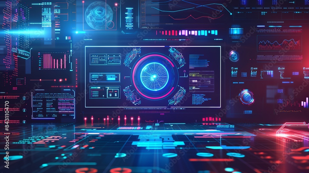 The graphical user interface on this technology background embodies abstract concepts of communication and design innovation The graphical user interface on this technology background embodies abstract concepts of communication and design innovation