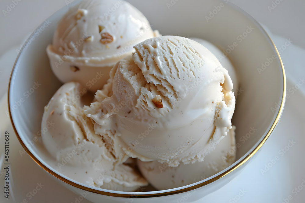 sweet, creamy almond ice cream. generative ai sweet, creamy almond ice cream. generative ai