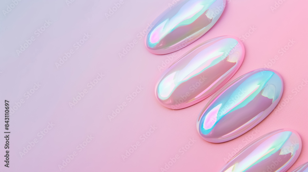iridescent oval shapes on pastel pink background for modern design iridescent oval shapes on pastel pink background for modern design