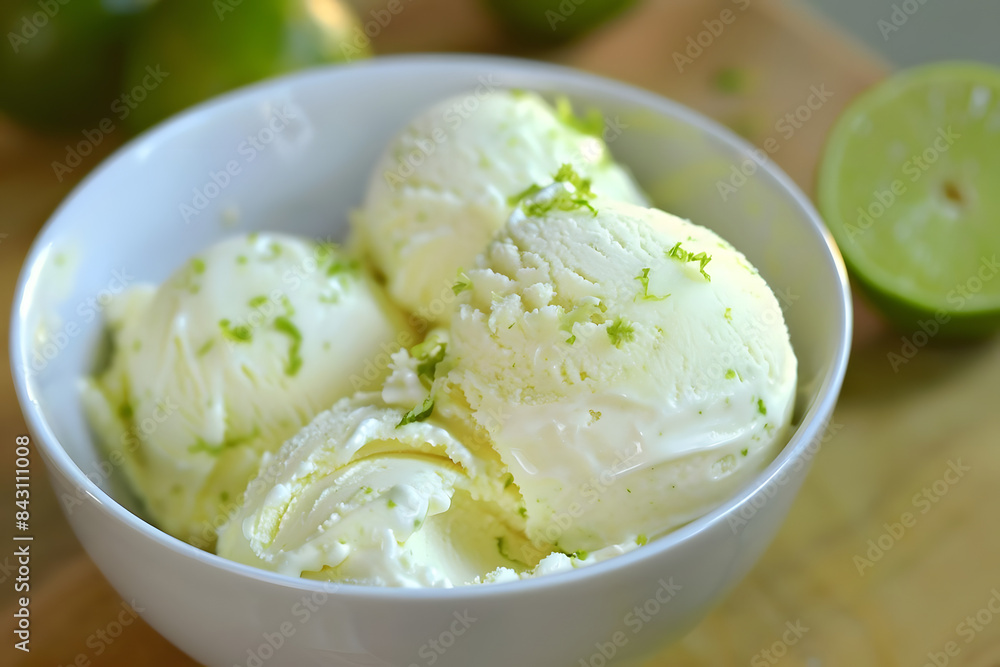 sweet, creamy lime ice cream. generative ai sweet, creamy lime ice cream. generative ai