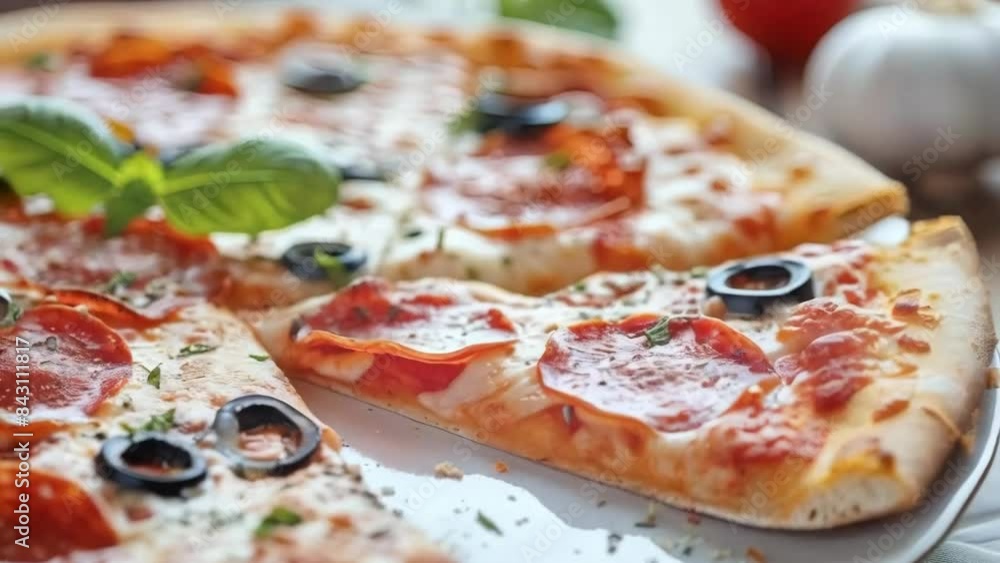 pizza with vegetables and cheese 4k new stock video footage animation design AI pizza with vegetables and cheese 4k new stock video footage animation design AI