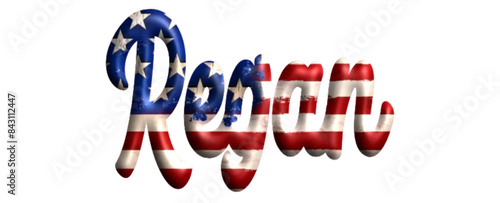 Regan - Bandiera degli Stati Uniti - nome proprio - scrittura tubolare effetto tridimensionale - Grafica vettoriale - Parola auguri, banner, biglietti, stampe, cricut, silhouette, sublimazione