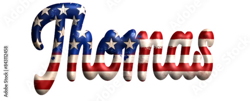 Thomas - Bandiera degli Stati Uniti - nome proprio - scrittura tubolare effetto tridimensionale - Grafica vettoriale - Parola auguri, banner, biglietti, stampe, cricut, silhouette, sublimazione	