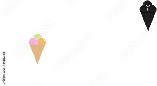 Ice cream in bright cartoon style. Ice cream vector in nice colors isolated on white background.