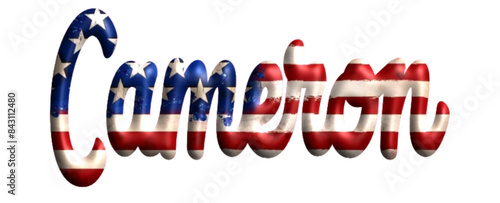Cameron - Bandiera degli Stati Uniti - nome proprio - scrittura tubolare effetto tridimensionale - Grafica vettoriale - Parola auguri, banner, biglietti, stampe, cricut, silhouette, sublimazione