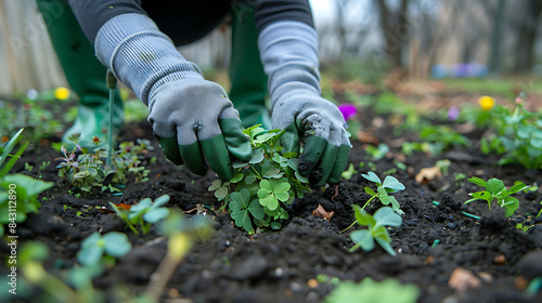 Saint Patrick's Day community garden planting event greenthemed flowers photo