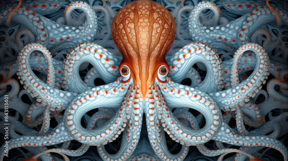 Obraz premium Abstract Octopus Image Pattern Background, Texture, Wallpaper, Background, Cell Phone Cover and Screen, Smartphone, Computer, Laptop, 16:9 Format - PNG