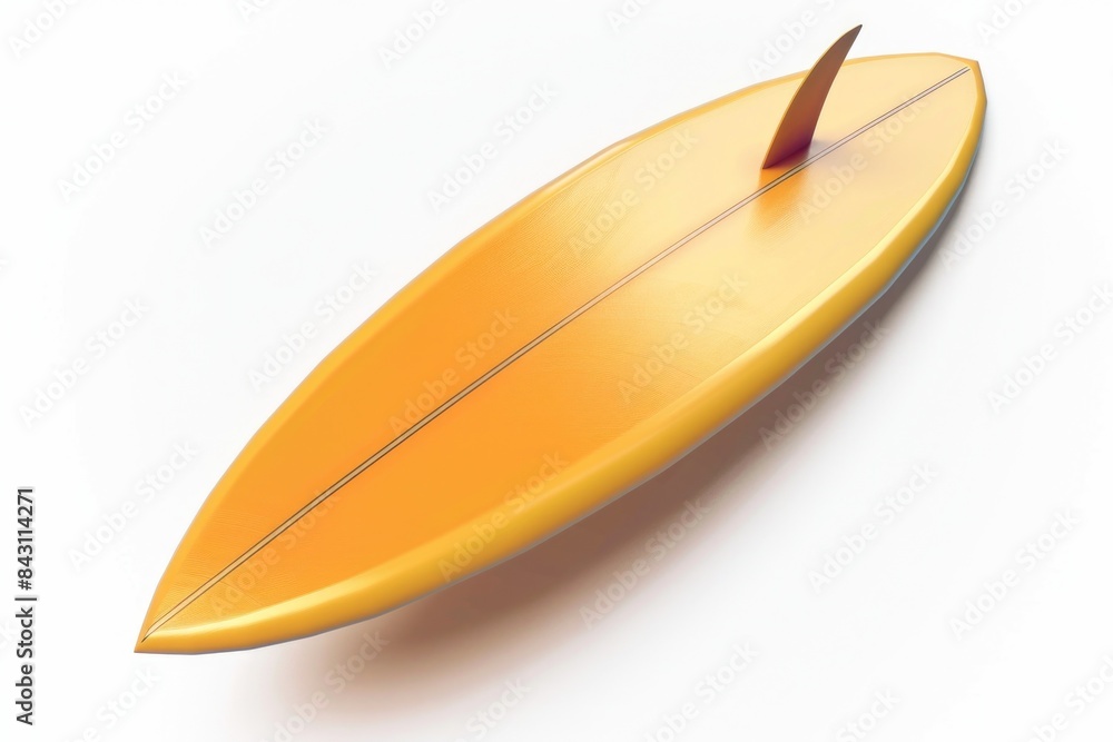 A yellow surfboard lying on a white surface, ready for use A yellow surfboard lying on a white surface, ready for use
