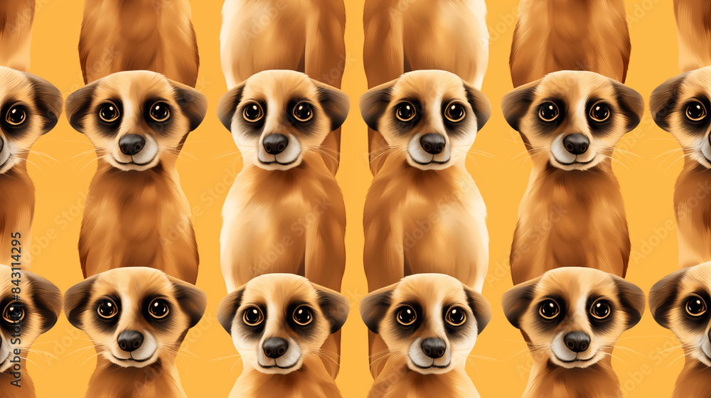 Obraz premium Meerkats Abstract Image Pattern Background, Texture, Wallpaper, Background, Cell Phone Cover and Screen, Smartphone, Computer, Laptop, 16:9 Format - PNG