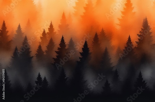 Orange and black watercolour gradient autumn halloween background