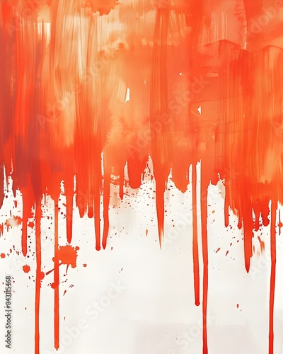 Vibrant and Emotive Orange Watercolor Painting with Bold Expressive Splatter Textures on a Smooth Matte Paper Surface Digital Image for Design Elements Banners and Templates.