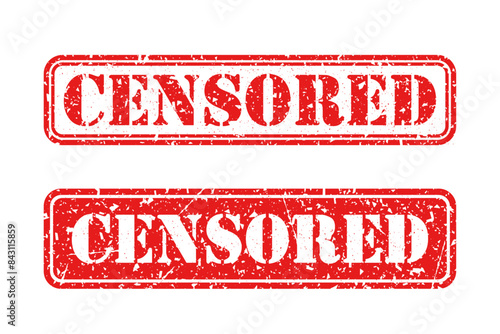 Censored red stamp on white background