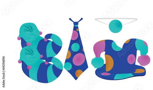 Clown items collection. vector illustration