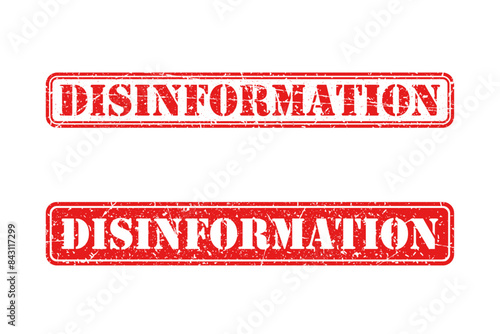 Disinformation red stamp on white background