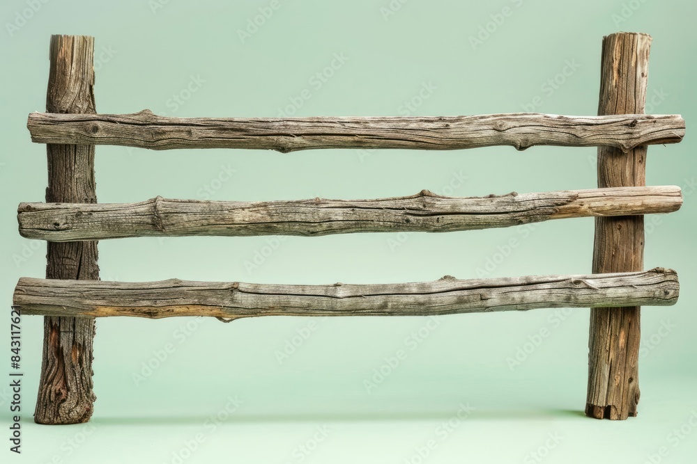 Obraz premium Rustic Wooden Fence with Green Background