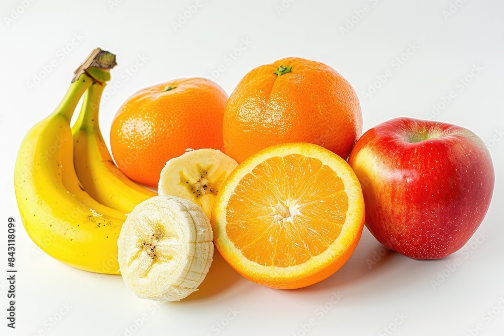 Oranges, Apples, and Bananas: Fresh Portion of Red and Yellow Fruits Oranges, Apples, and Bananas: Fresh Portion of Red and Yellow Fruits