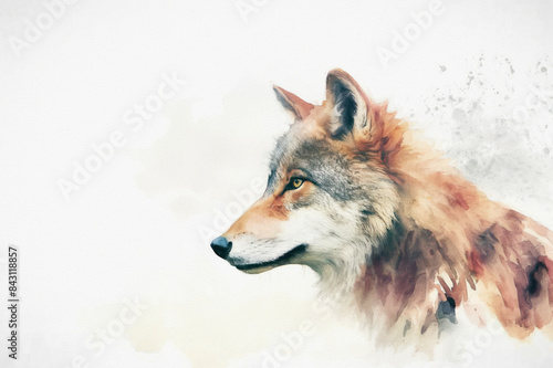 Wallpaper Mural Watercolor illustration of a wolf in a wildlife style, isolated on a white backdrop. Creative conceptual animal art using abstract brush strokes infused with realism. Ideal for any print or digital ar Torontodigital.ca