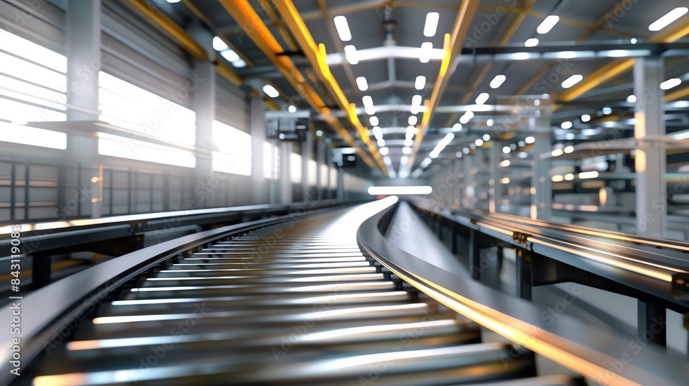 Smart conveyor systems, industrial revolution, focus on automation Smart conveyor systems, industrial revolution, focus on automation