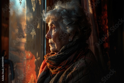 Wallpaper Mural A person looking out of a window at the warm sunlight, suitable for use in scenes about hope, positivity, or everyday life Torontodigital.ca