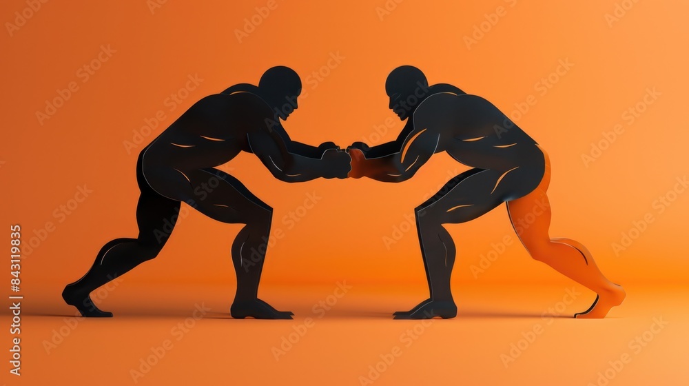 Fototapeta premium Two adult males standing side by side, no context given