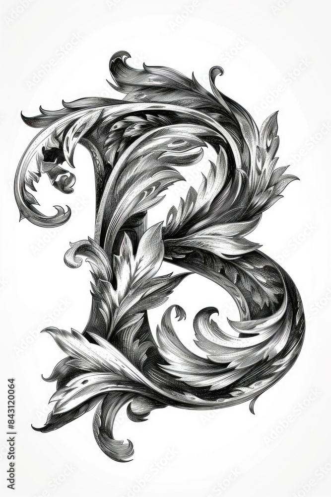 Fototapeta premium A simple illustration of the uppercase letter S in black and white