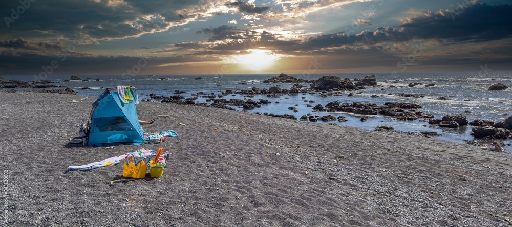 Camping on a secluded beach near Brookings on the south Oregon coast