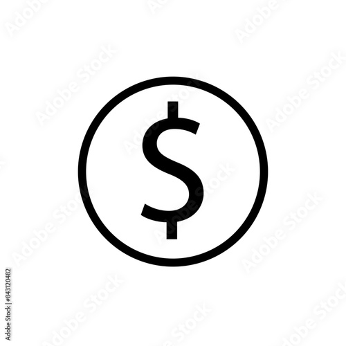 Dollar Sign Icon for Financial Transactions and Currency