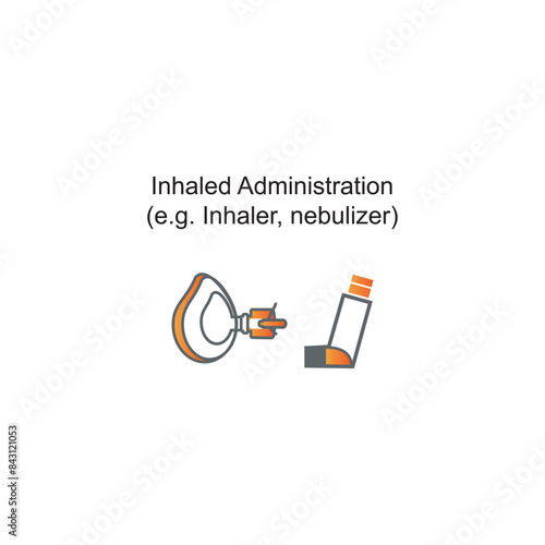 Diagram showing Inhaled Administration - Inhaler, nebulizer- drug delivery route scientific illustration.