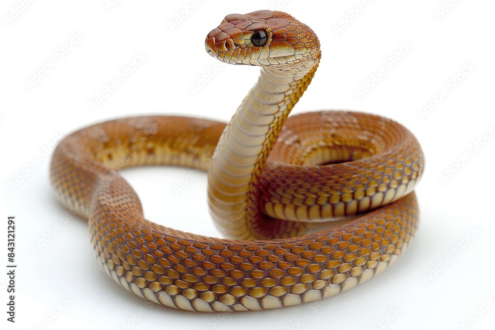 Close-up photo of a snake on a white background Close-up photo of a snake on a white background