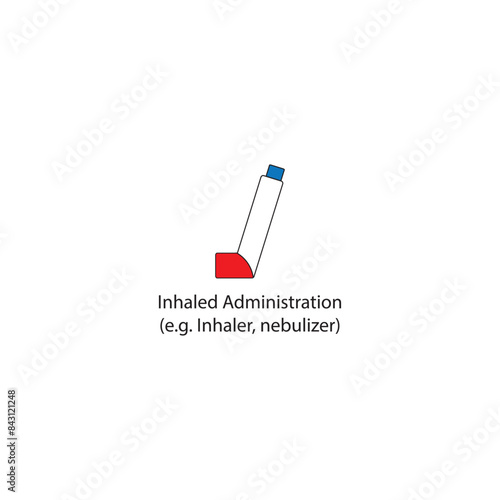 Diagram showing Inhaled Administration - Inhaler, nebulizer- drug delivery route scientific illustration.