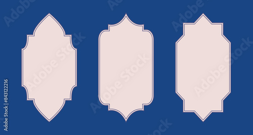 Oriental style Islamic windows, arches shape. Arabic vector doors, frames, lanterns