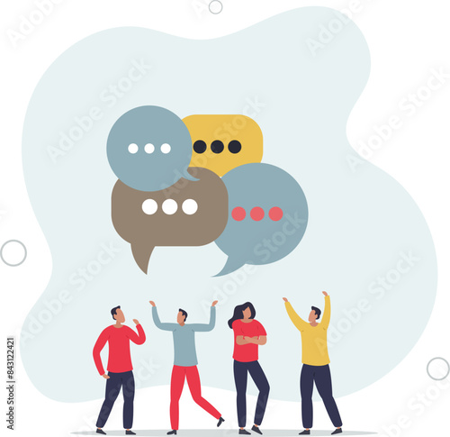conversation or brainstorming for idea, meeting, debate or team communication,team coworker discussing work in meeting with speech bubbles.flat vector illustration.