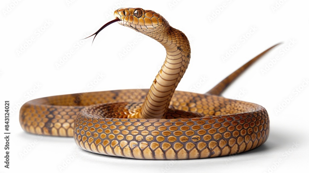 Naklejka premium A close-up view of a snake's head on a white surface, ideal for use in scientific or educational contexts