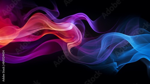 Abstract smoke swirls in vibrant colors against a black background, creating a mysterious and captivating effect © Gomez