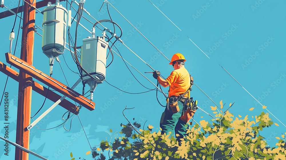 Professional Electrician Fixing Wiring and Electrical Panel in a Modern Home Setting Professional Electrician Fixing Wiring and Electrical Panel in a Modern Home Setting
