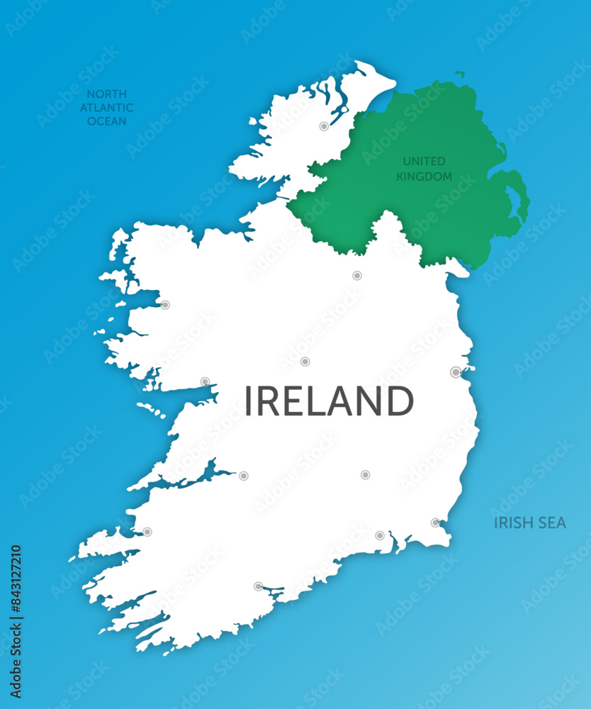 Obraz premium High quality color map Ireland paper cut