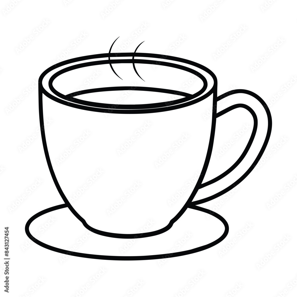 Detailed Vector Illustration of a Coffee Cup on a Saucer with Steam Detailed Vector Illustration of a Coffee Cup on a Saucer with Steam
