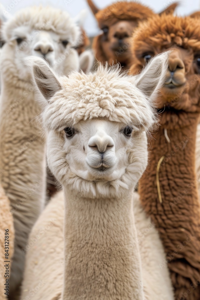 Obraz premium A group of llamas standing together