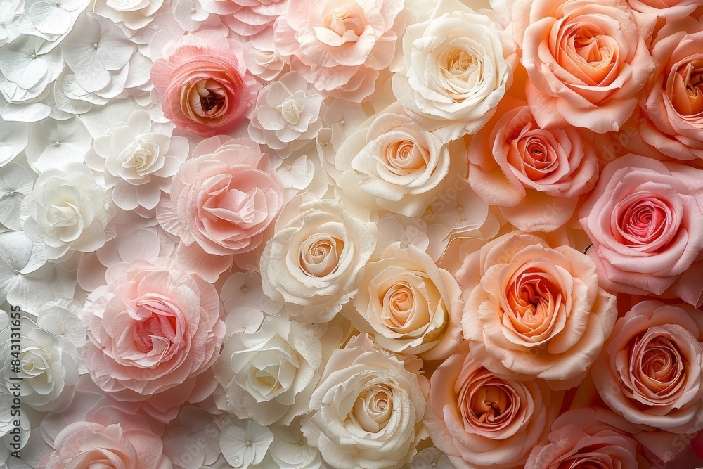 A Delicate Floral Gradient of Soft Pinks Transitioning into Creamy Whites Creating a Gentle and Romantic Visual A Delicate Floral Gradient of Soft Pinks Transitioning into Creamy Whites Creating a Gentle and Romantic Visual